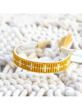 Madewell Tassel Trimmed Beaded Cuff Bracelet